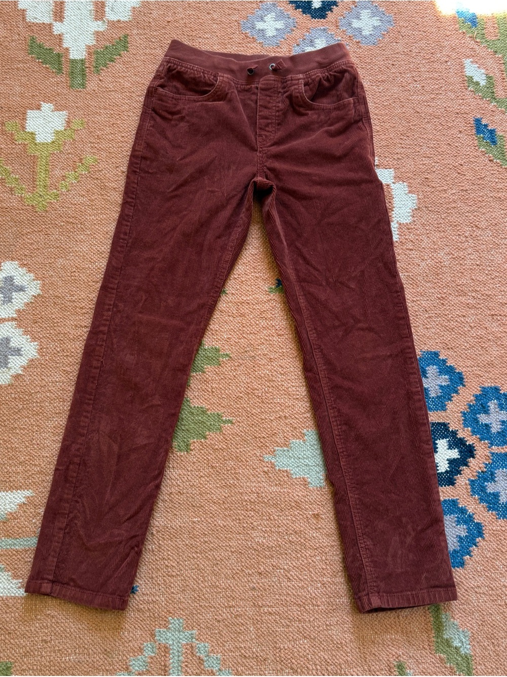 Hanna Andersson Boys Corduroy Pull-On Slim Fit Pants Brown Size 12